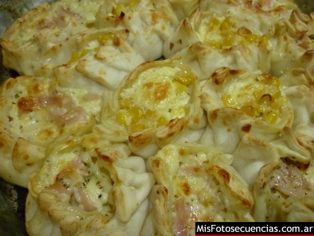 Canastitas de jamón y queso.